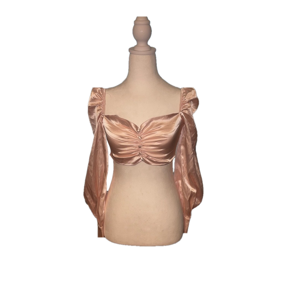 Pink Satin Belle Sleeved Blouse *make offers*